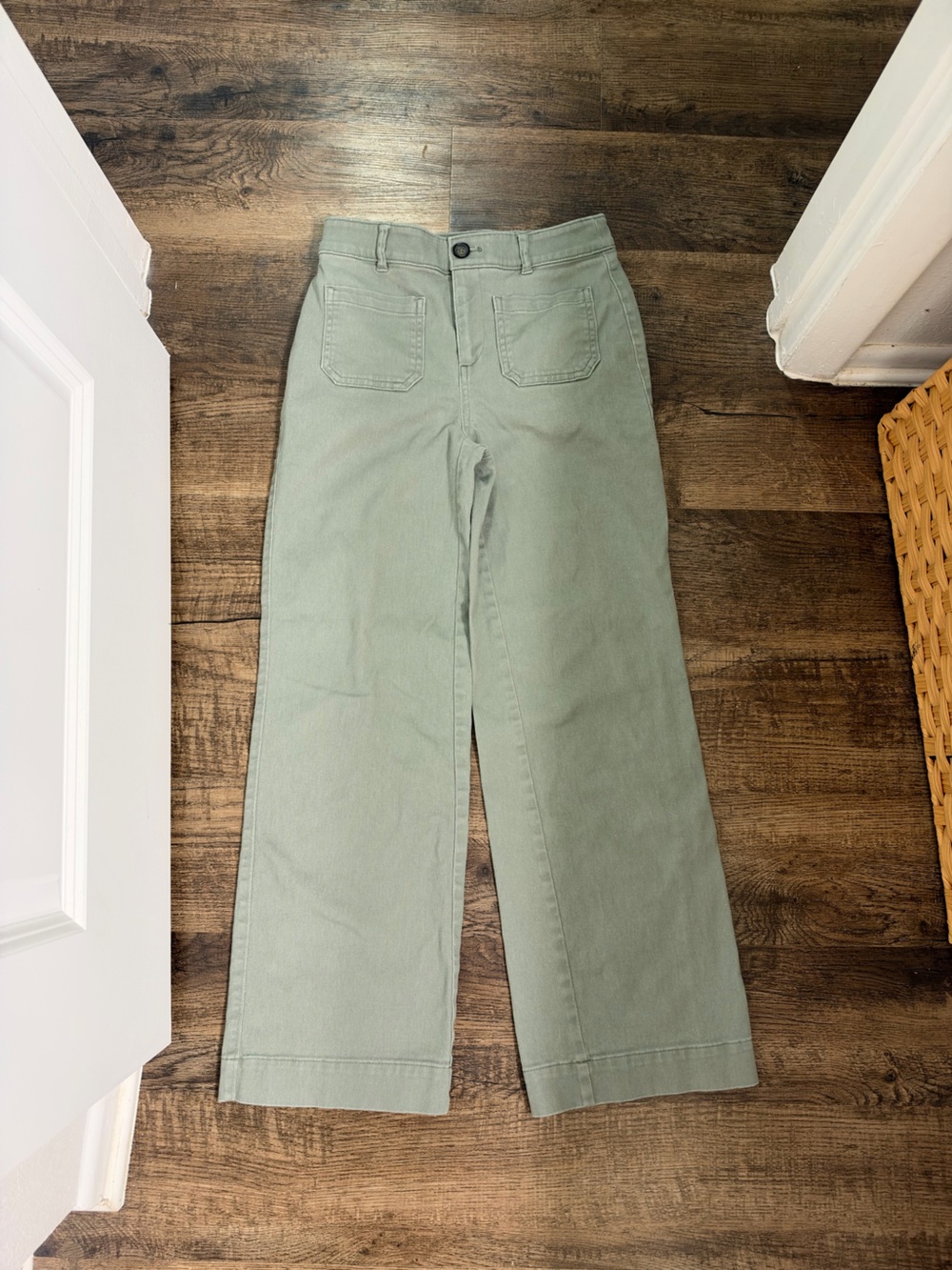 LOFT Women’s Light Sage Green Palmer Wide-Leg Petite Pants 00P